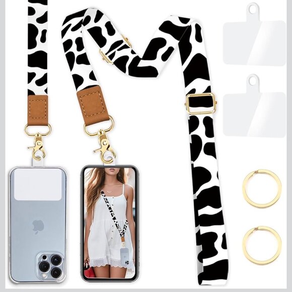 Crossbody Phone Lanyard ~ Cow Print - Picture 1 of 7